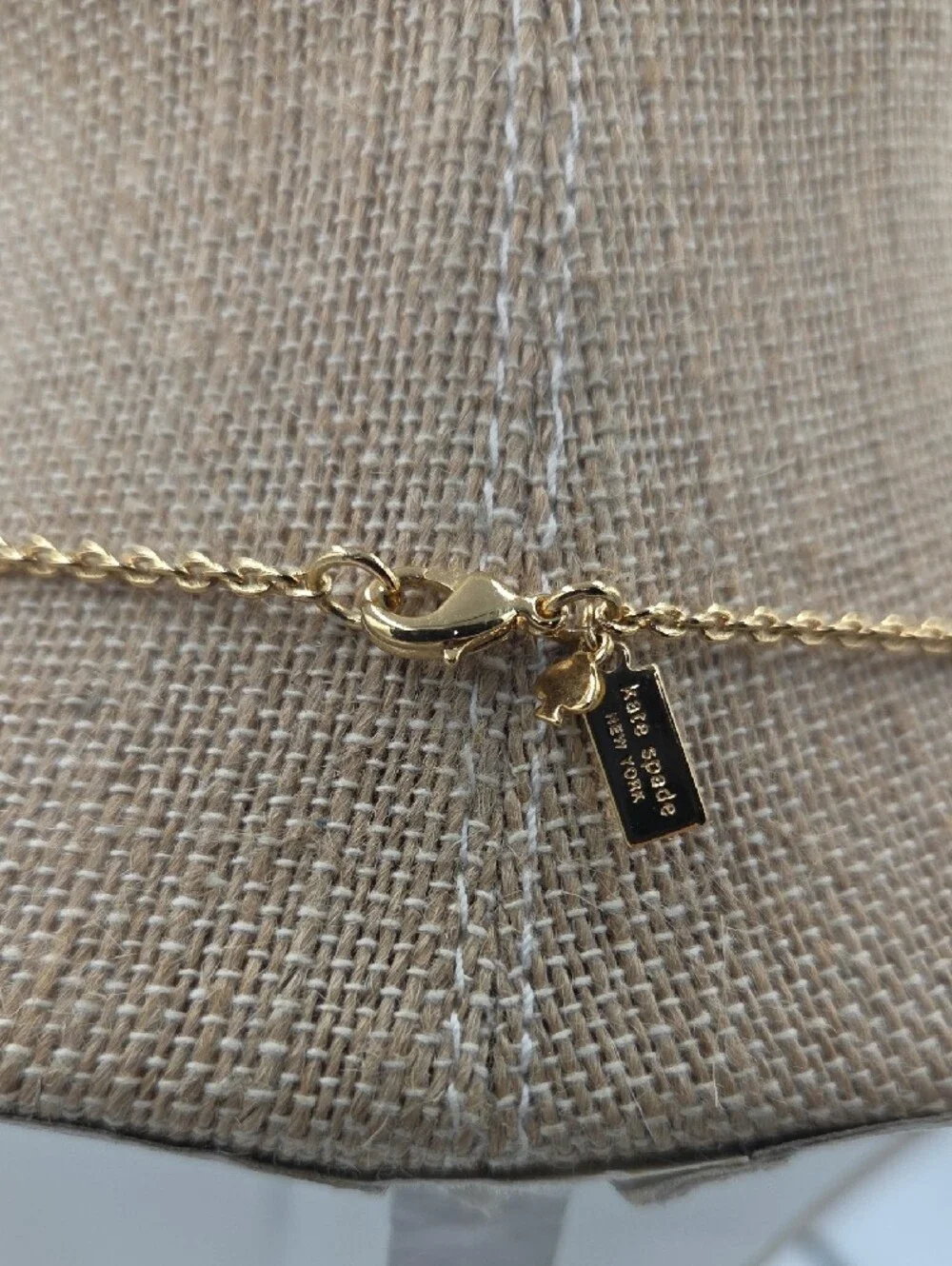 kate spade Gold Tone Black and Cream Rectangular Link Necklace